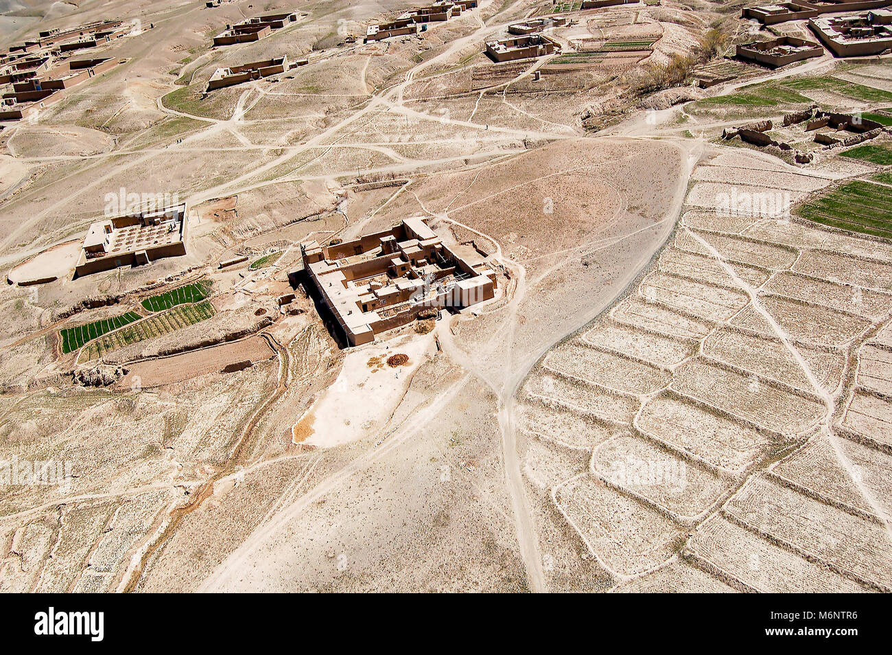 Foto aerea di piccoli villaggi tra Kabul e Ghazni in Afghanistan Foto Stock