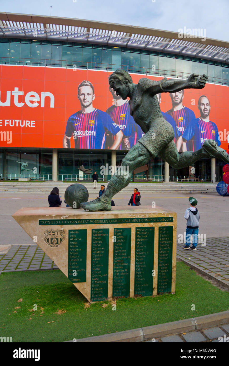 Laszlo Kubala memorial, di fronte allo stadio di calcio Camp Nou, Barcellona, in Catalogna, Spagna Foto Stock