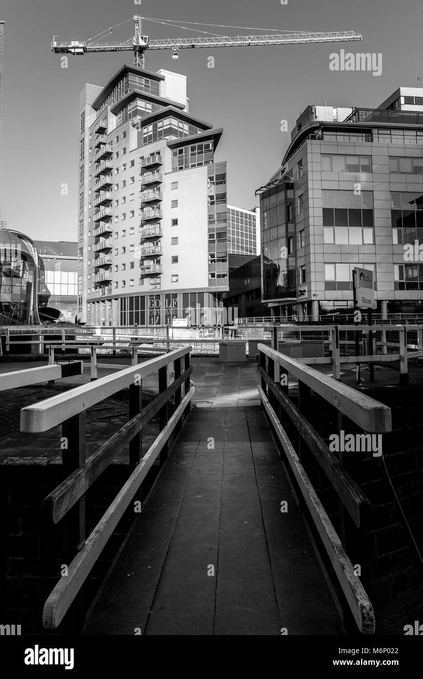 Gli edifici e le gru, Leeds Foto Stock