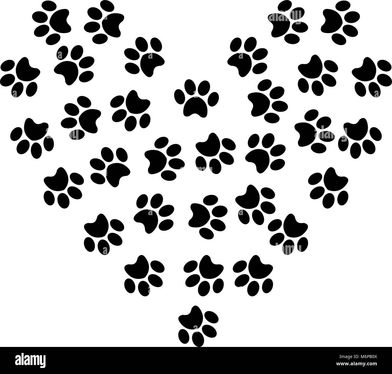 Il simbolo del cuore di fatto di pet pawprints isolati su sfondo bianco. Illustrazione Vettoriale, simbolo segno, clip art. Illustrazione Vettoriale