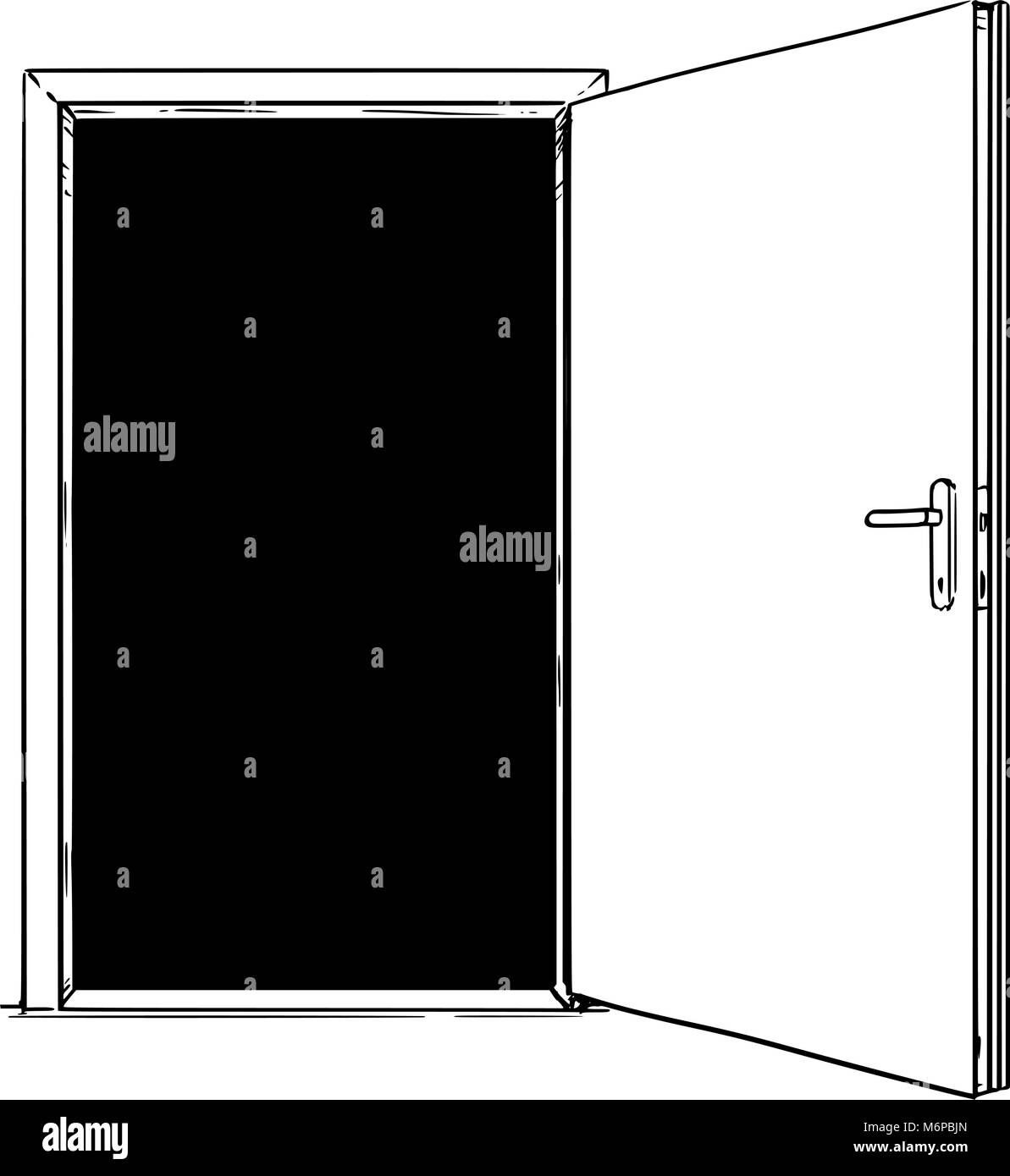Cartoon di aprire porta moderna Illustrazione Vettoriale