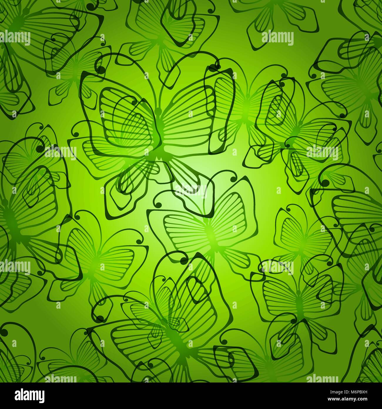 Farfalle verde seamless patten Illustrazione Vettoriale