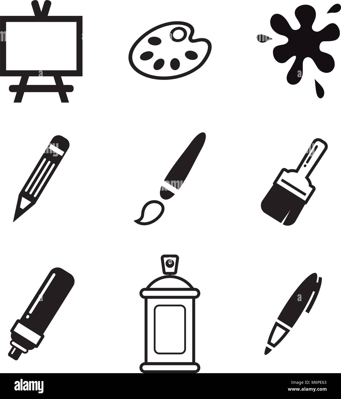 La verniciatura o gli strumenti di disegno delle icone Illustrazione Vettoriale