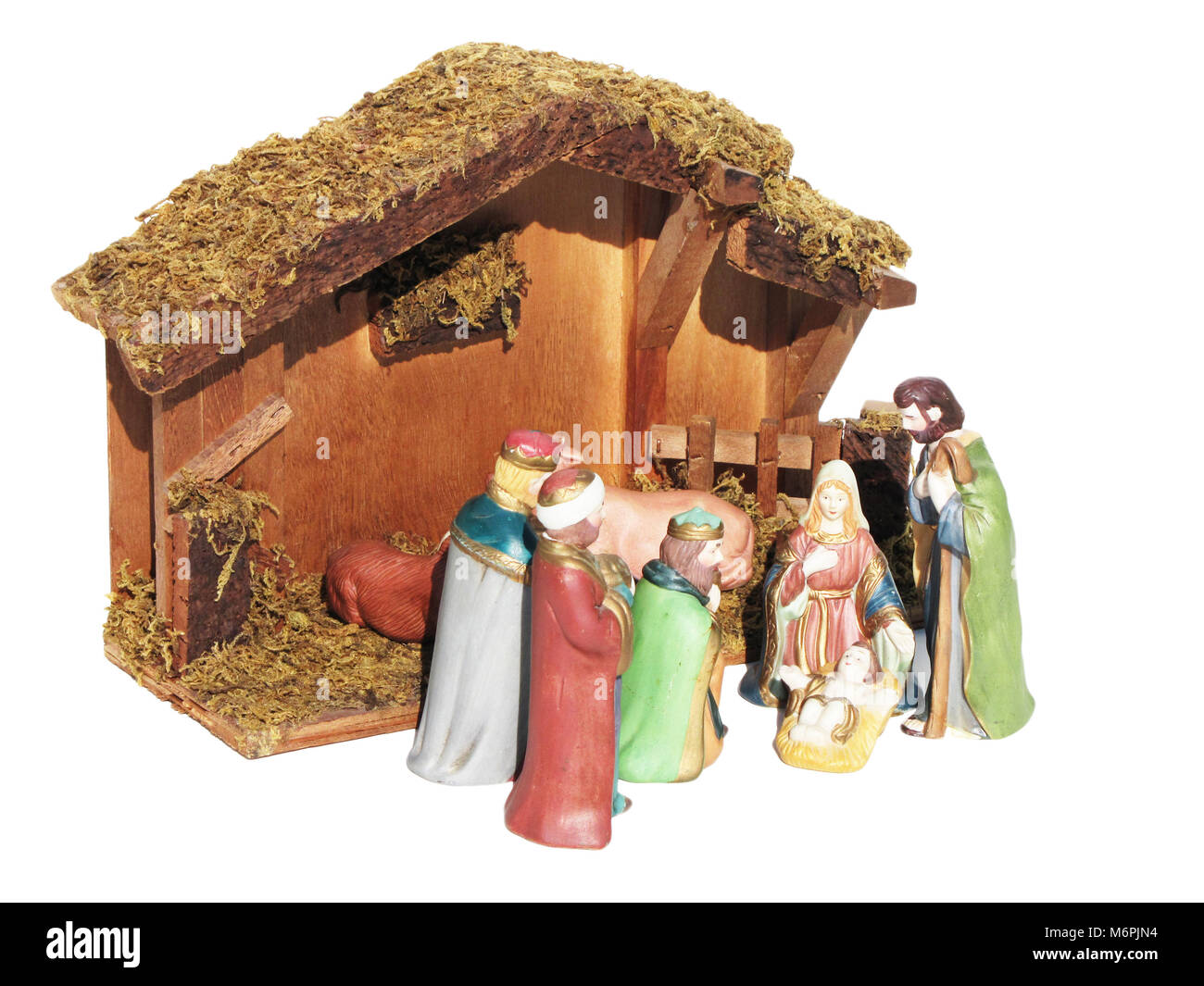 Logbuch-Verlag Piccolo presepe in legno, 20 x 14 cm: decorazioni Natale casa, natività con Maria Giuseppe e Gesù Bambino, set natalizio da tavolo naturale bianco marrone