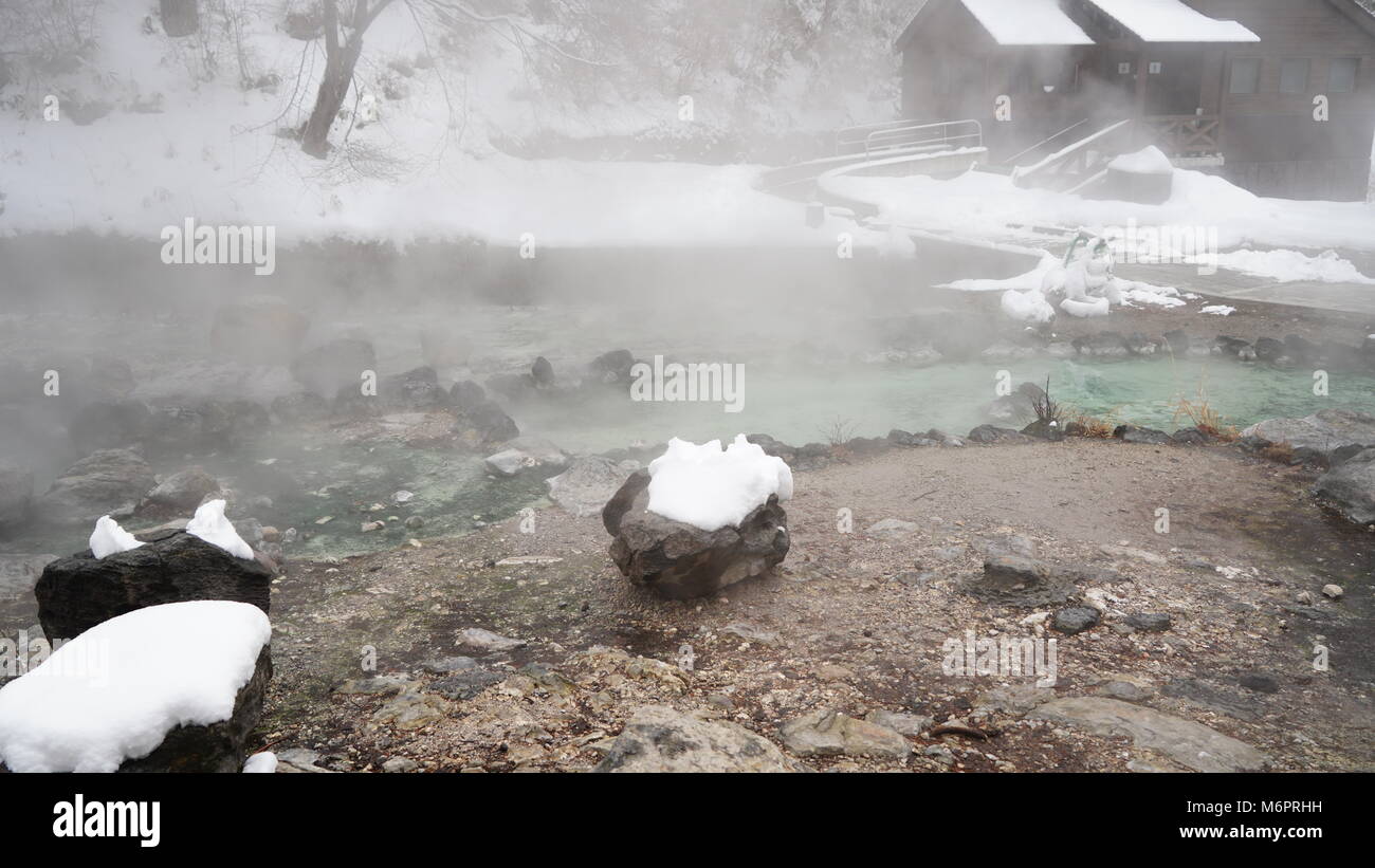 Inverno in Giappone , la neve nella foresta ,Onsen quantità neve Foto Stock