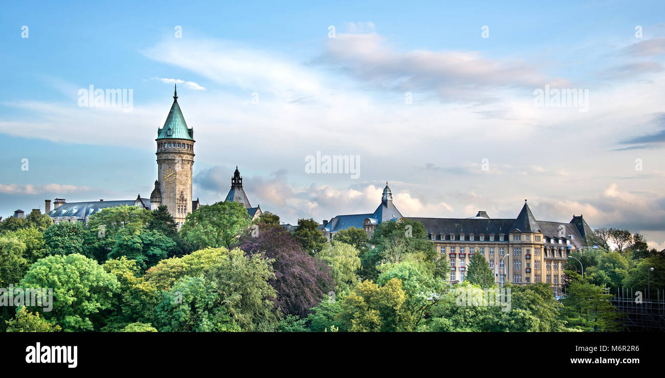 Vista panoramica della Cassa di risparmio statale, Lussemburgo Foto Stock
