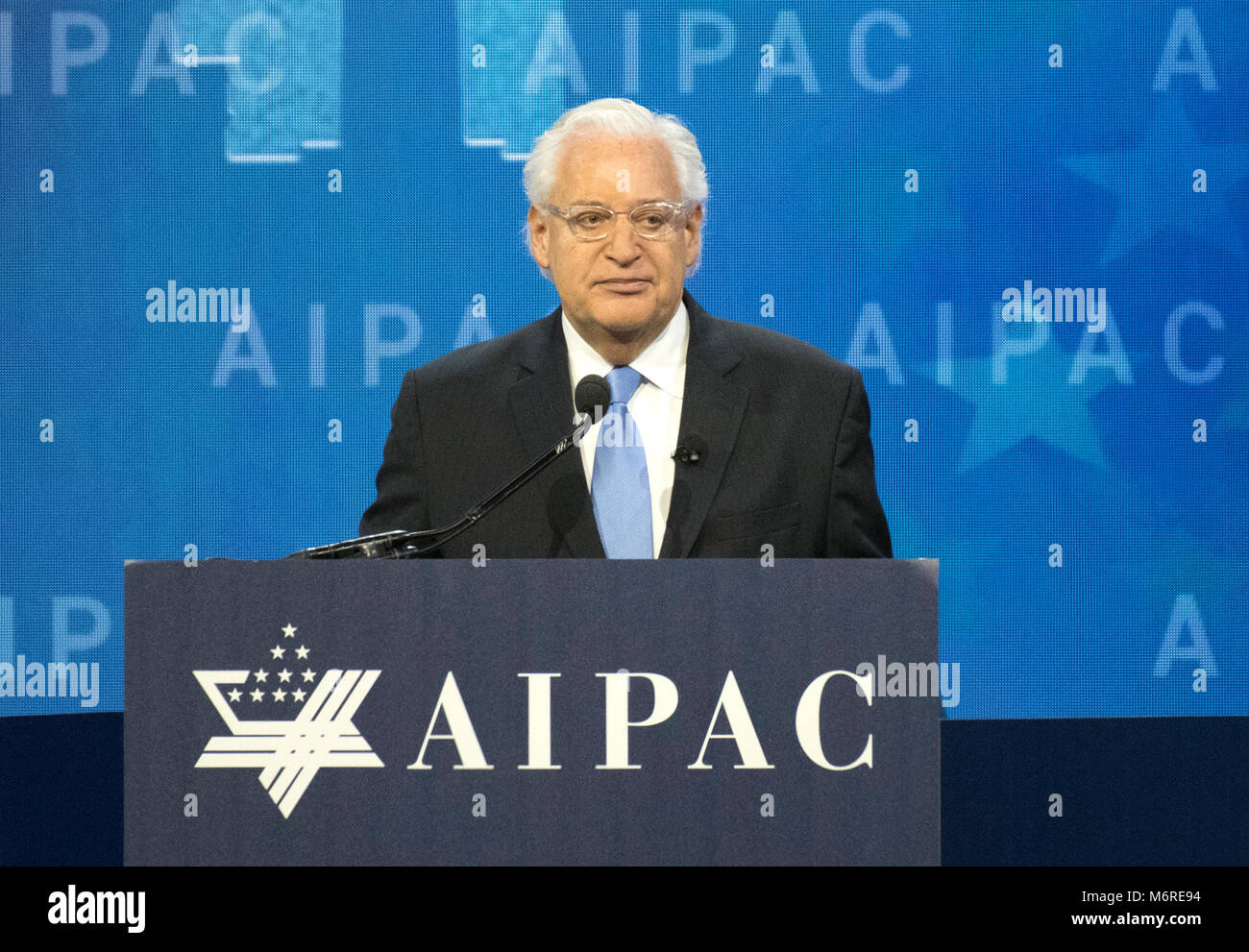 Ambasciatore degli Stati Uniti a Israele David Friedman parla presso la American Israel Public Affairs Committee (AIPAC) 2018 Conferenza politica al Washington Convention Center di Washington, DC Martedì, 6 marzo 2018. Credito: Ron Sachs/CNP /MediaPunch Foto Stock