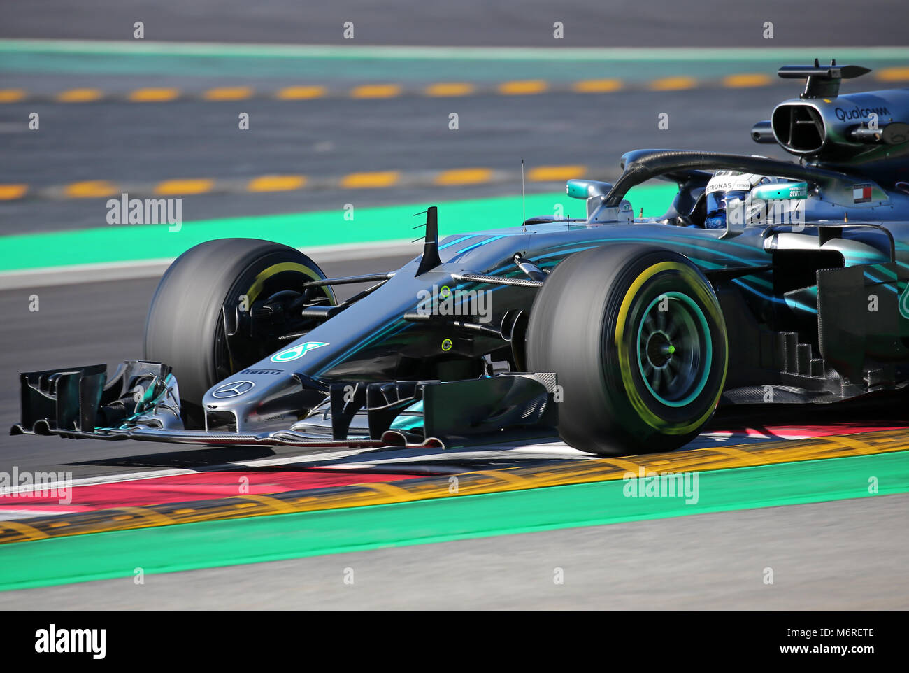 Barcellona, Spagna. 03 Giugno, 2018. La Mercedes di Valtteri Bottas durante il periodo della Formula 1 prove presso il circuito Barcelona-Catalunya, il 06 marzo 2018, a Barcellona, Spagna. Credito: Gtres Información más Comuniación on line, S.L./Alamy Live News Foto Stock Barcellona, Spagna. 03 Giugno, 2018. La Mercedes di Valtteri Bottas durante il periodo della Formula 1 prove presso il circuito Barcelona-Catalunya, il 06 marzo 2018, a Barcellona, Spagna. Credito: Gtres Información más Comuniación on line, S.L./Alamy Live News Foto Stock