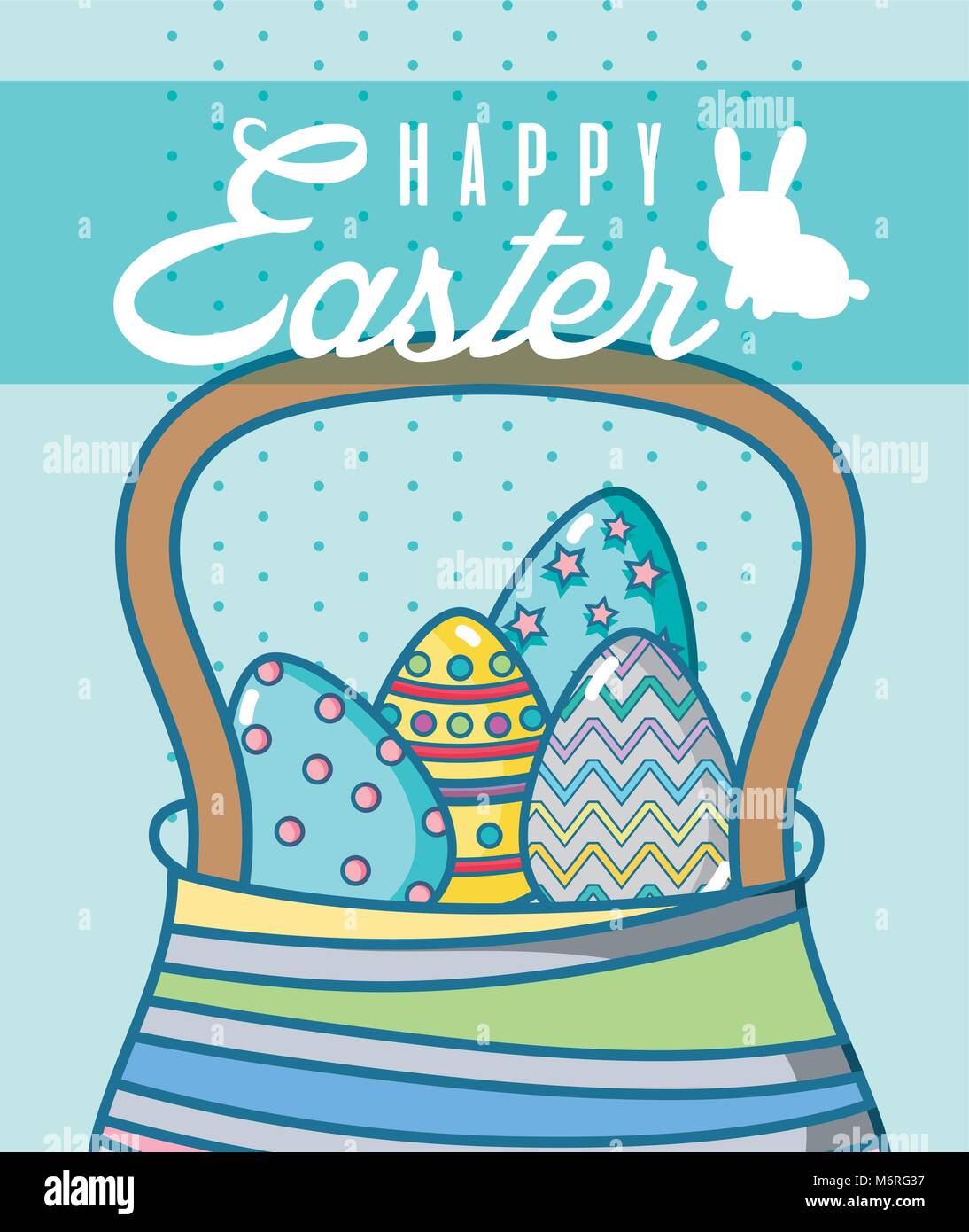 Felice Pasqua card con cestello egss Illustrazione Vettoriale