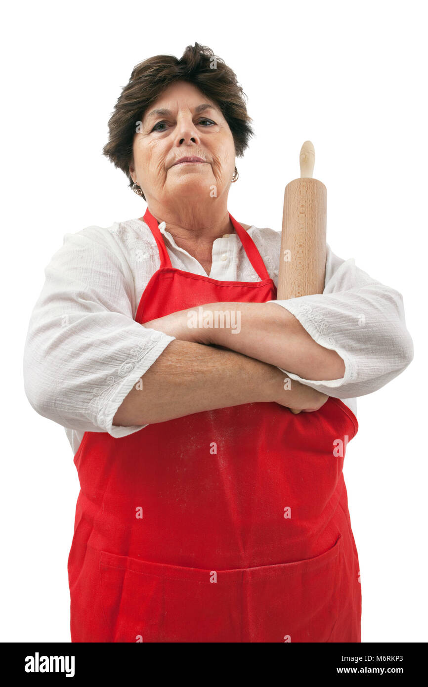 Foto di un senior donna con un mattarello e disapprovando abbagliamento  Foto stock - Alamy