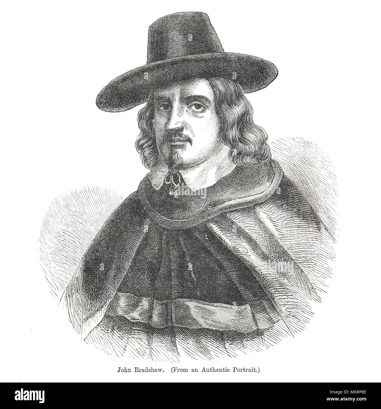 John Bradshaw, (1602-1659), giudice inglese, notevole per il suo ruolo di Presidente dell Alta Corte di giustizia al processo di re Carlo I Foto Stock