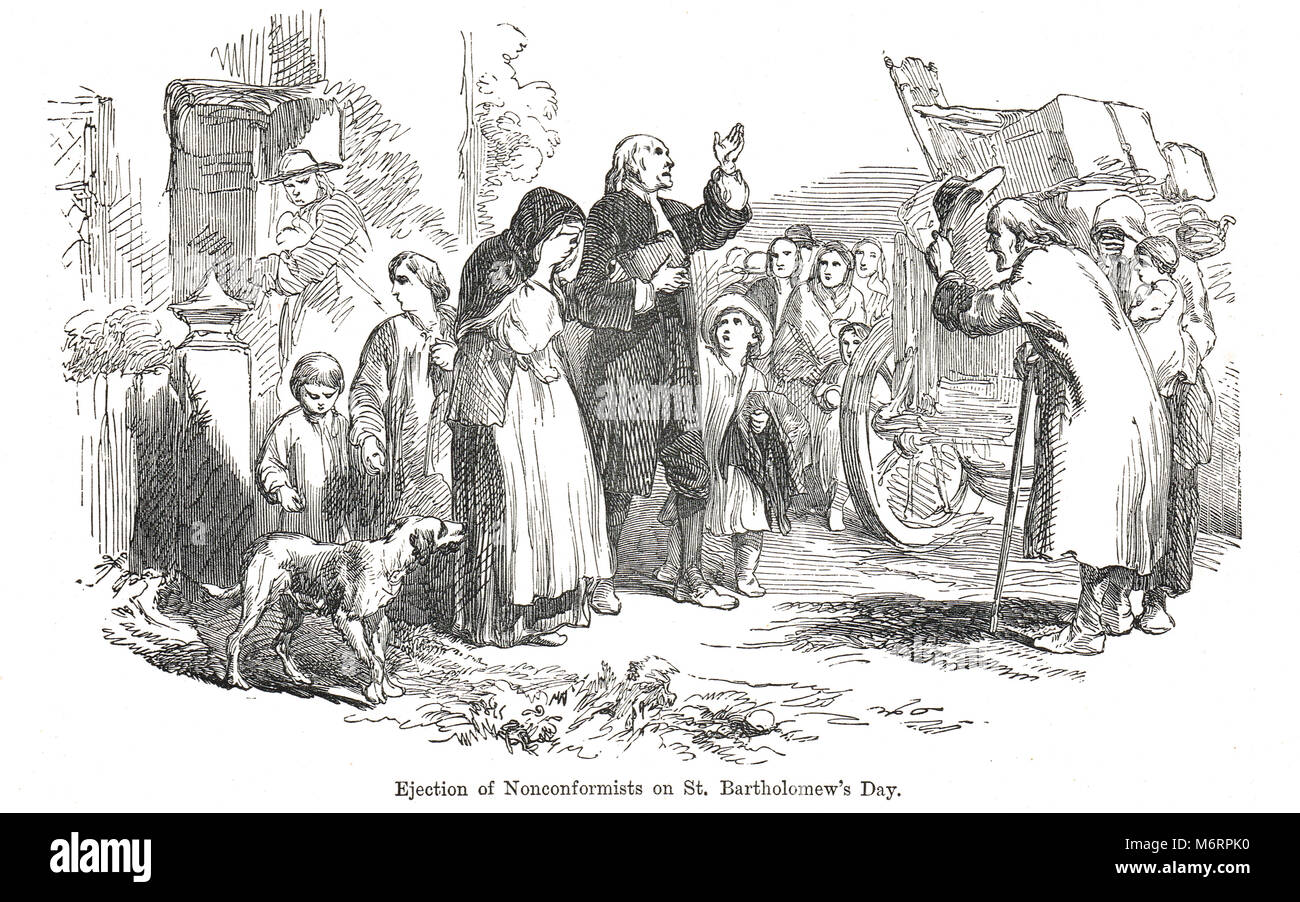 L'espulsione di nonconformists su San Bartolomeo del giorno, 24 agosto 1662, noto come nero Bartolomeo del giorno Foto Stock