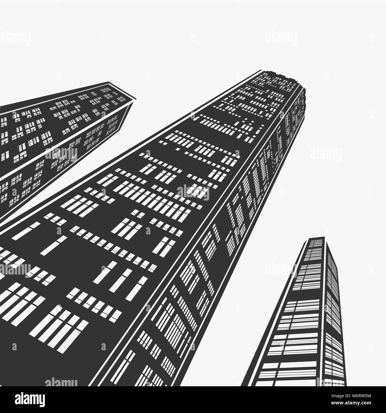 Architettura di alto grattacielo in prospettiva Illustrazione Vettoriale