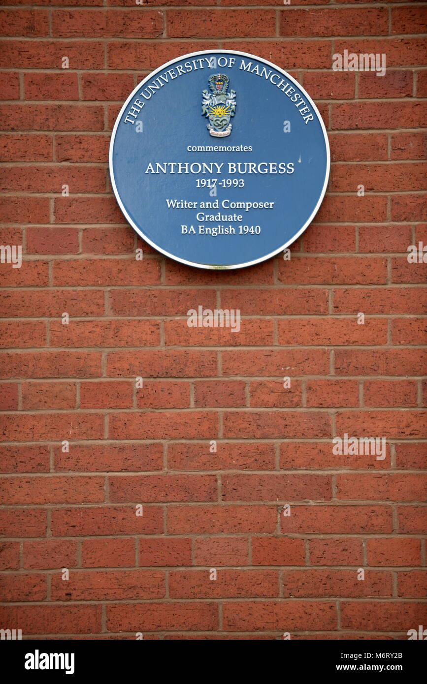 Anthony Burgess targa blu Foto Stock