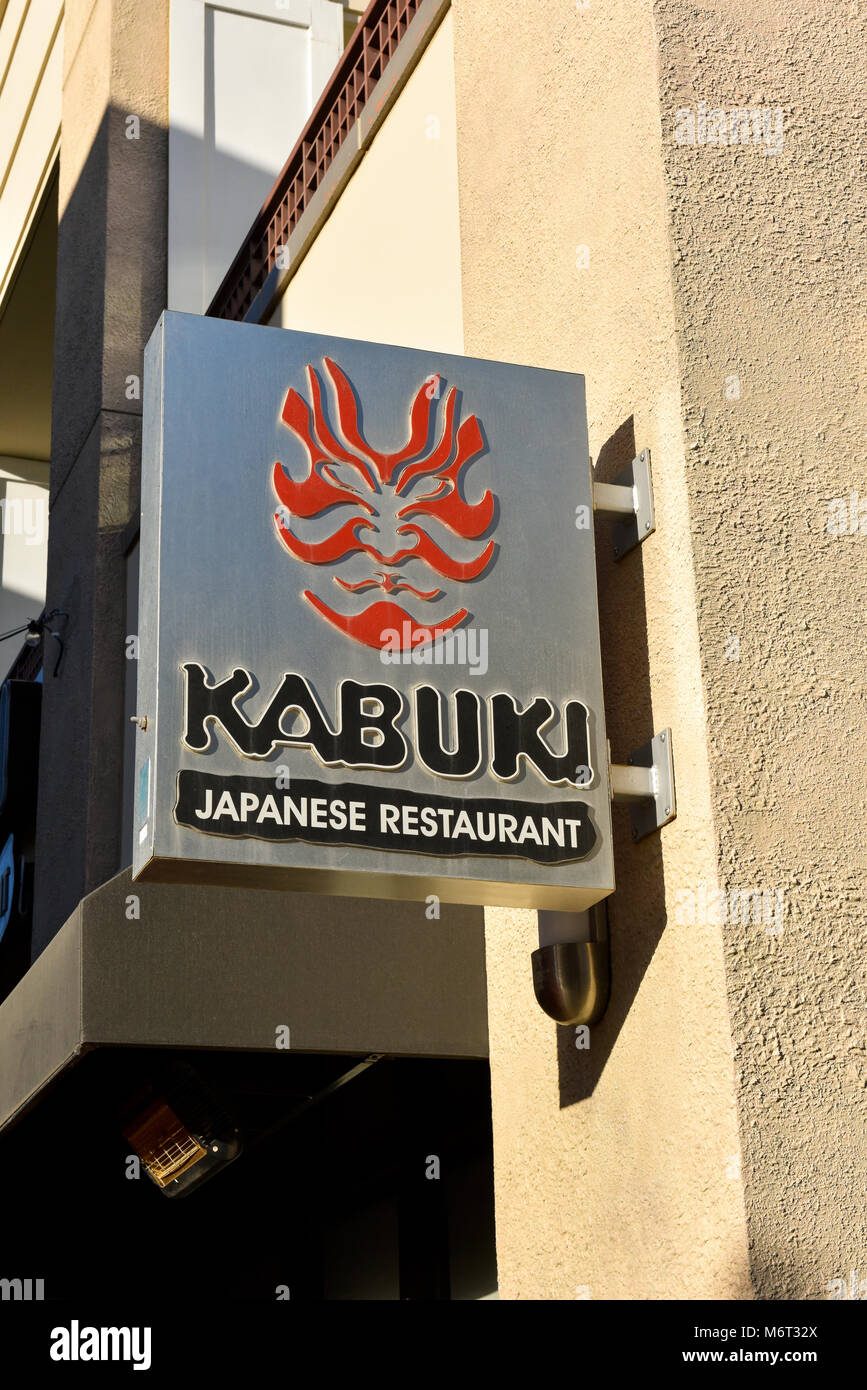 Kabuki Ristorante Giapponese segno presso il Town Center Mall di Las Vegas, Nevada. Foto Stock
