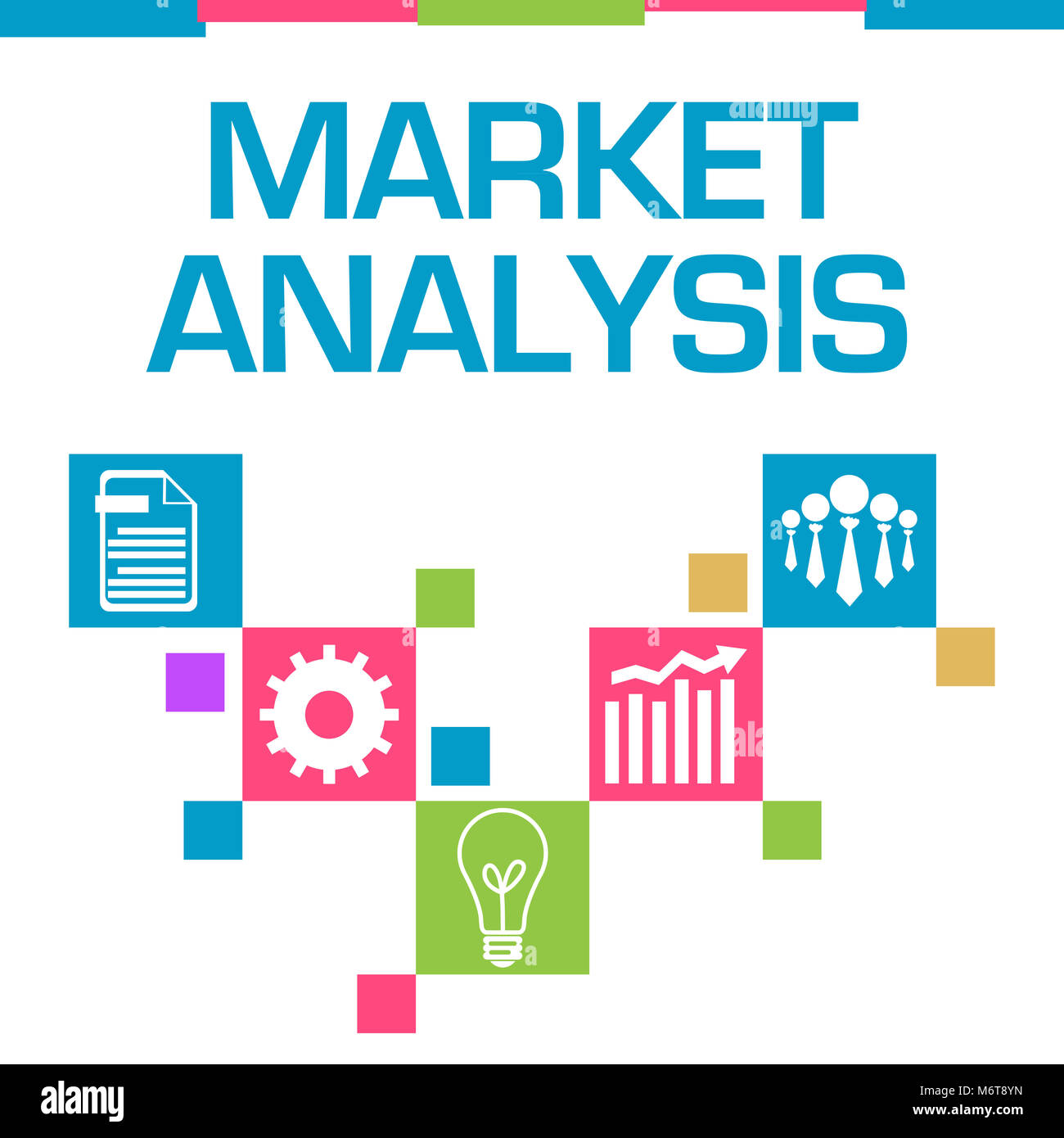 Analisi di mercato quadrati colorati simboli Foto Stock