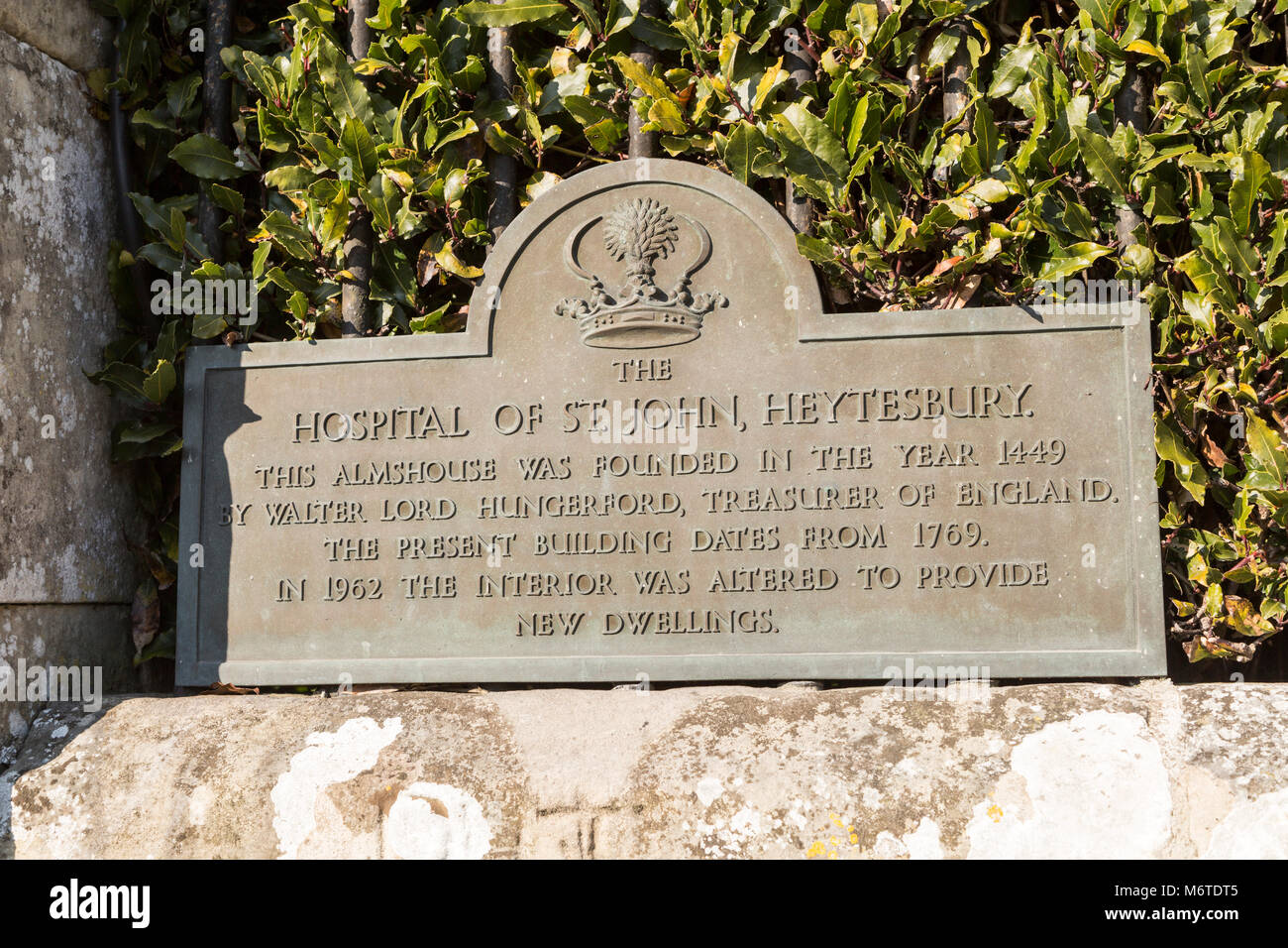 Gli ospizi di carità dell'Ospedale di San Giovanni, Heytesbury, Wiltshire, Inghilterra, Regno Unito edificio attuale risale al 1769 Foto Stock