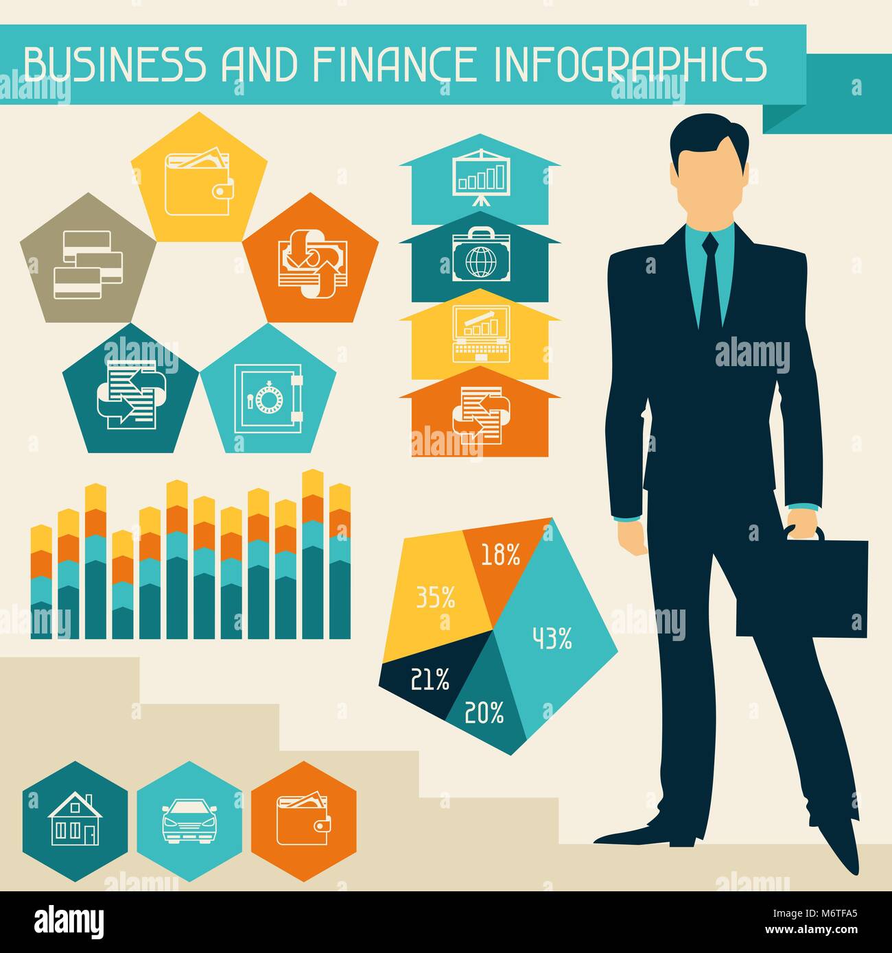 Affari e finanza infographics Illustrazione Vettoriale