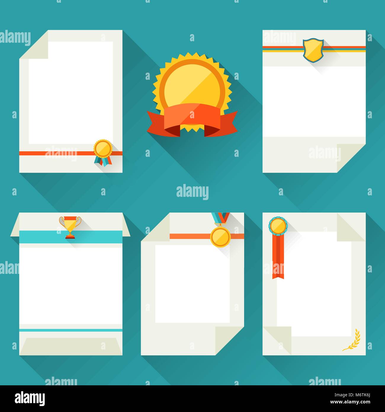 I modelli di certificato con trofei e premi Illustrazione Vettoriale