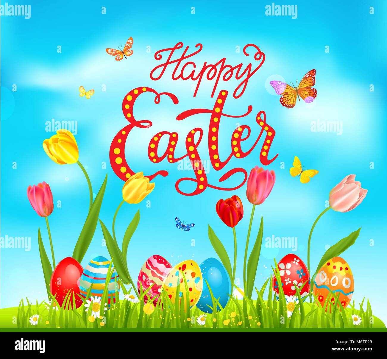 Poster blu brillante easter card Illustrazione Vettoriale