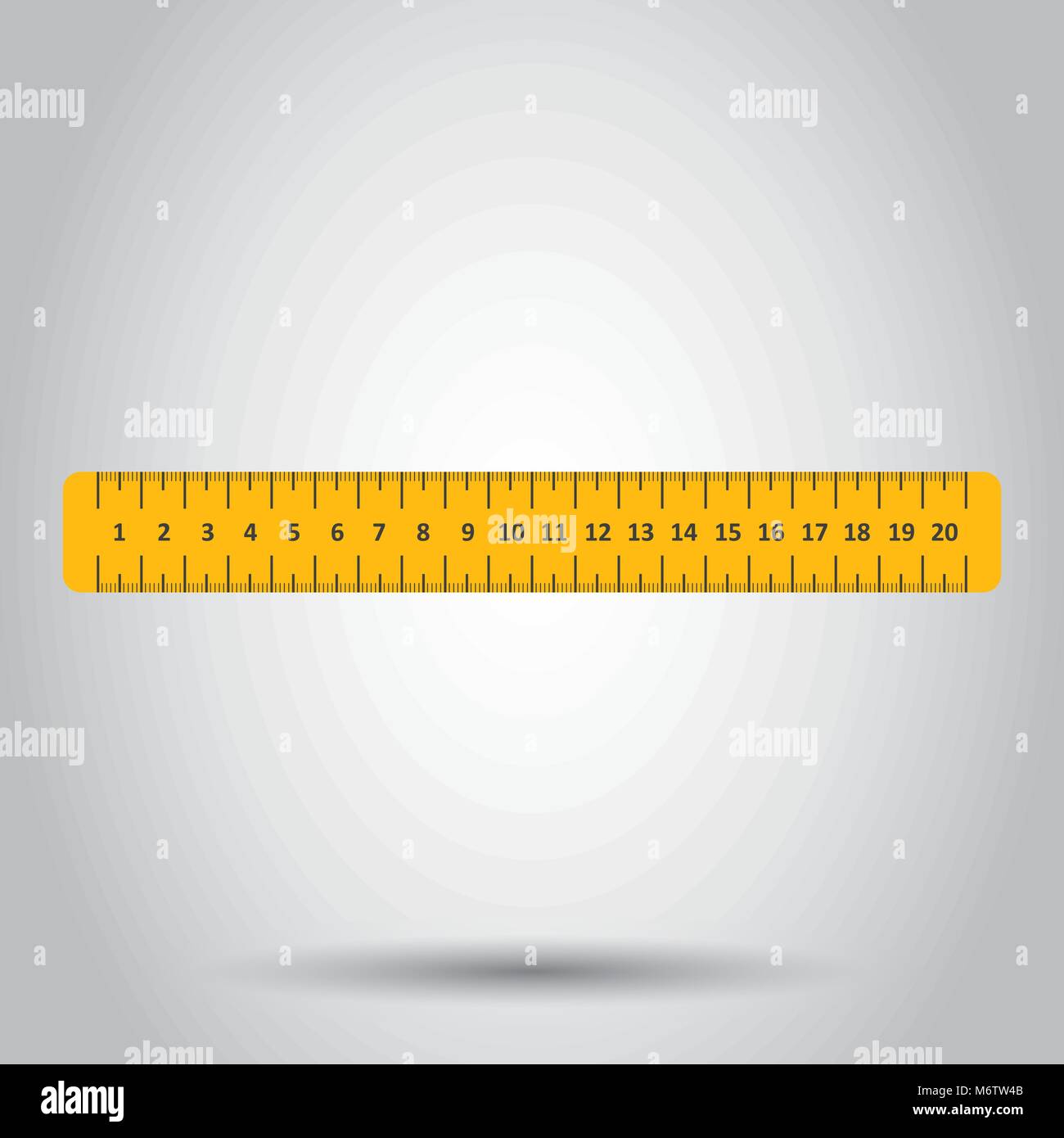 Righello giallo. Strumento di misurazione illustrazione vettoriale. Illustrazione Vettoriale