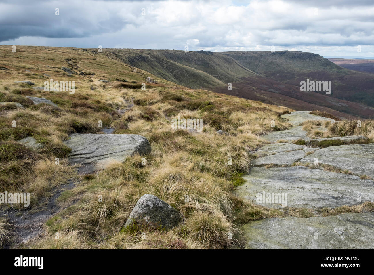 Mori paesaggio. Il bordo di tenuta, Kinder Scout, Derbyshire, Parco Nazionale di Peak District, England, Regno Unito Foto Stock
