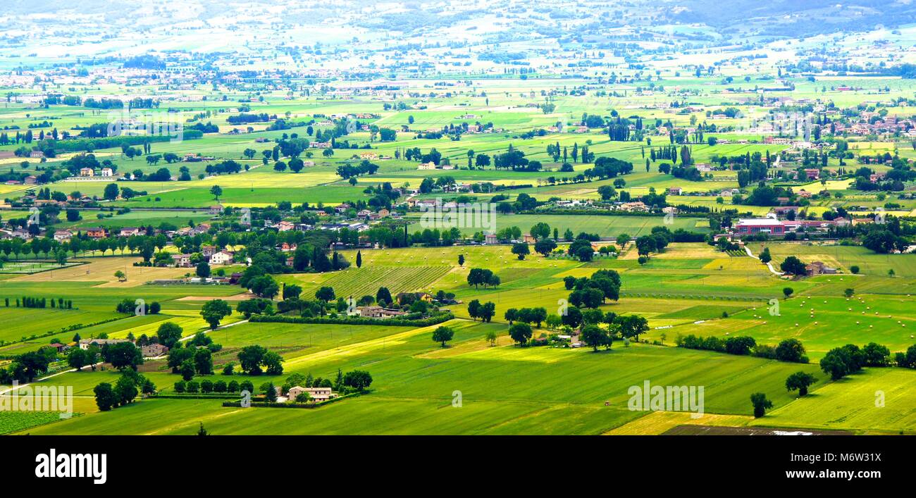 Paesaggio di campagna fuori di Assisi, Italia Foto Stock