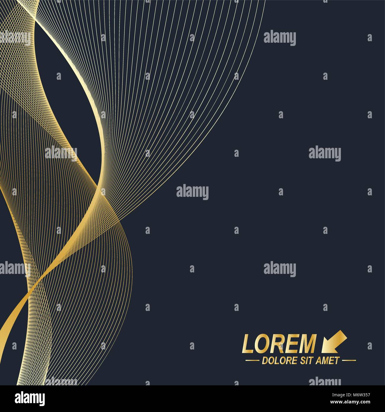 E moderno di vettore volantini. Molecola e la comunicazione dello sfondo. Astratta geometrica golden pacchetto. Linea collegata con punti. Golden design alla moda in stile lineare. Illustrazione Vettoriale