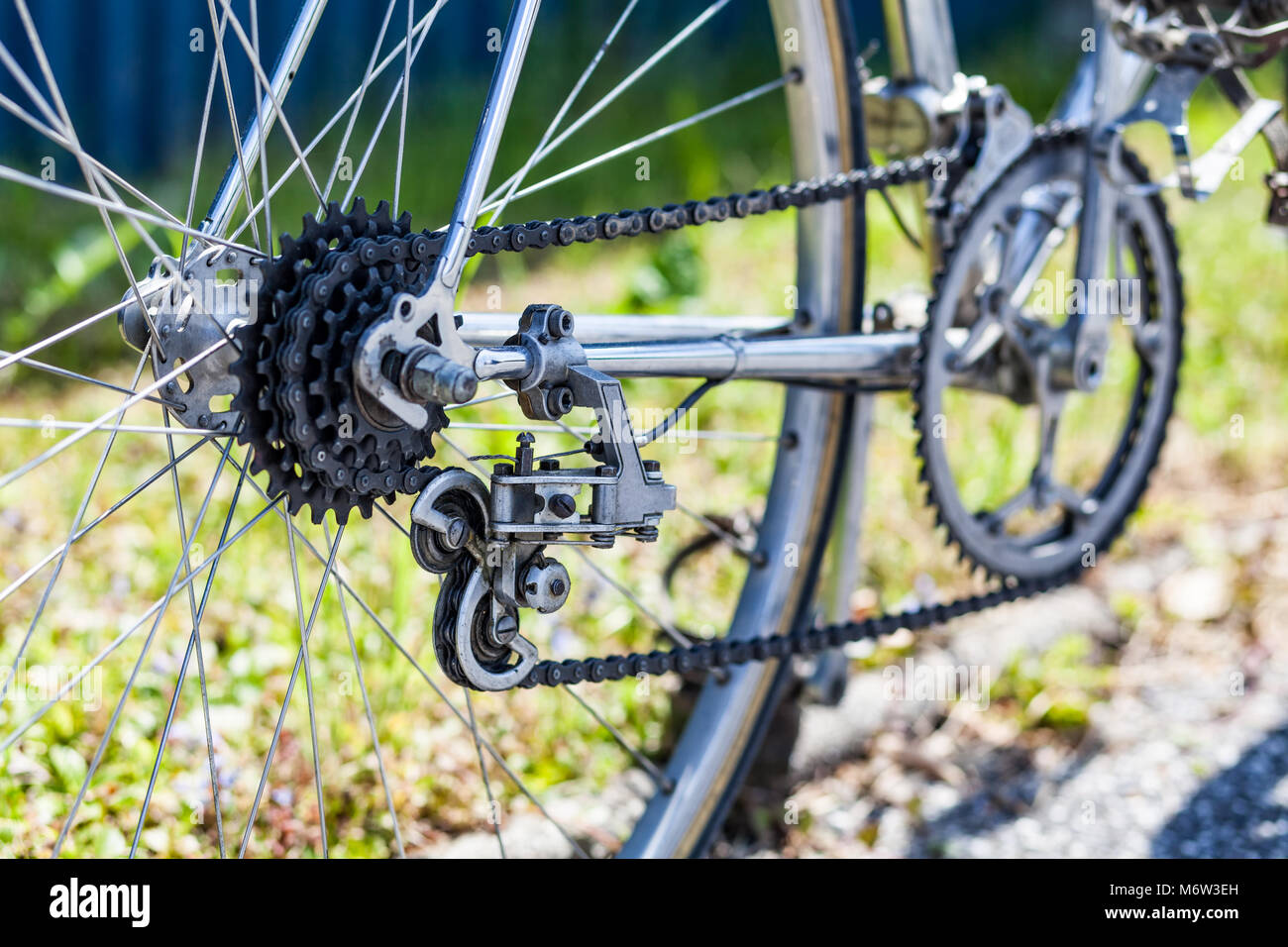 10 velocità con deragliatore cassetta a ruota libera e la catena su vintage  60s con la bici da corsa Foto stock - Alamy