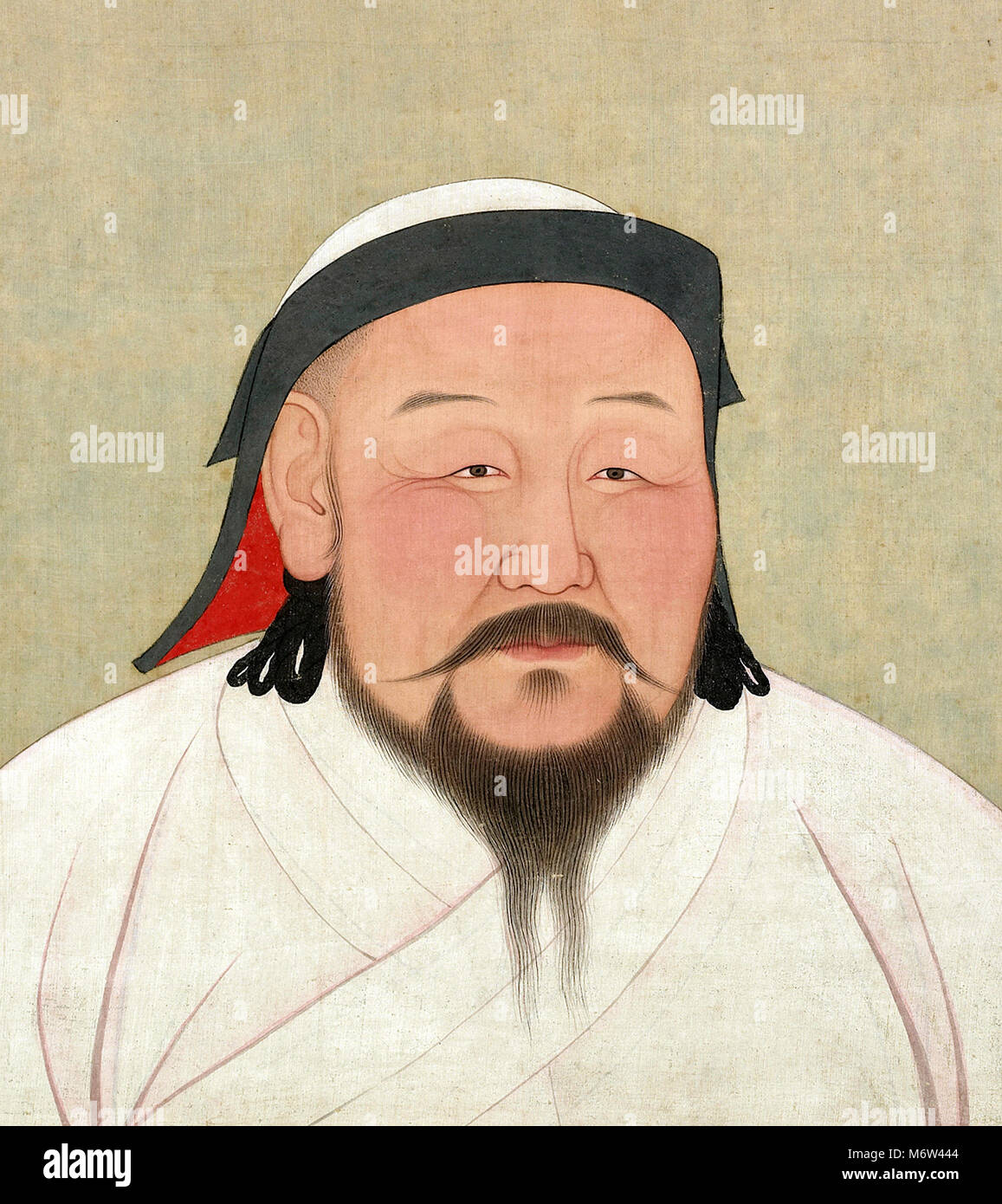 Kublai Khan (c.1215-1294), ritratto del quinto Khagan (Gran Khan) dell'Impero Mongolo, vernice e inchiostro su seta, 1294 Foto Stock