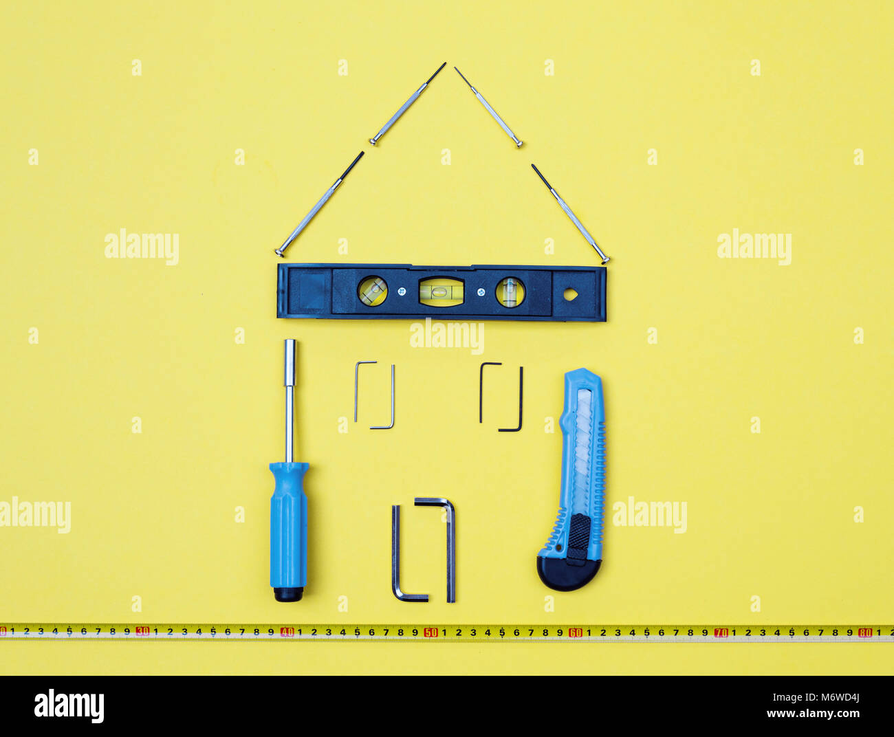 Selezione di strumenti a forma di casa. Foto Stock