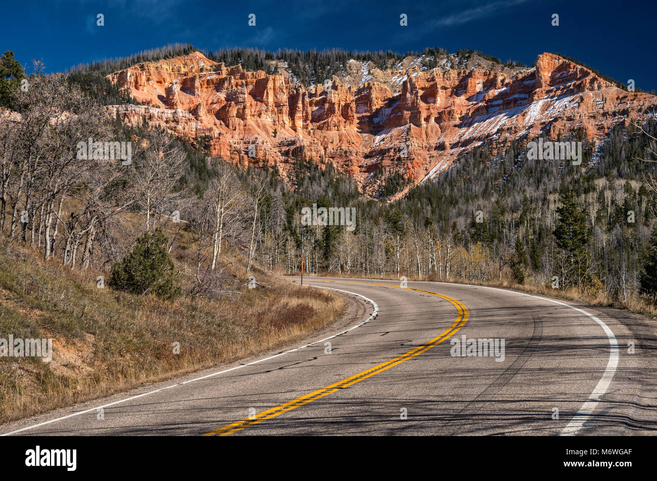 Le formazioni rocciose a Markagunt Plateau, visto a fine ottobre dall'autostrada 14 vicino a Cedar Breaks National Monument, Utah, Stati Uniti d'America Foto Stock