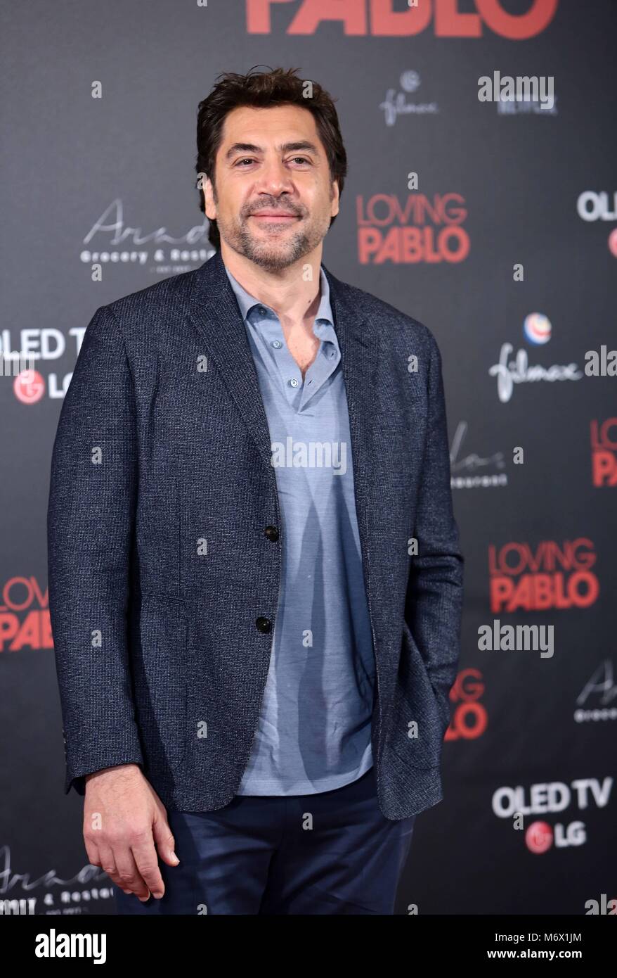 PRESENTACION MADRID PELICULA AMOREVOLE PABLO JAVIER BARDEM;JAVIER BARDEM.; 06/03/2018 Produttore Miguel Menendez de Zubillaga, direttore Fernando Leon de Aranoa con gli attori Javier Bardem , Penelope Cruz e Julieth Restrepo a photocall di " amare Pablo " film in Madrid martedì 6 marzo, 2018 CordonPress/EP888 Foto Stock