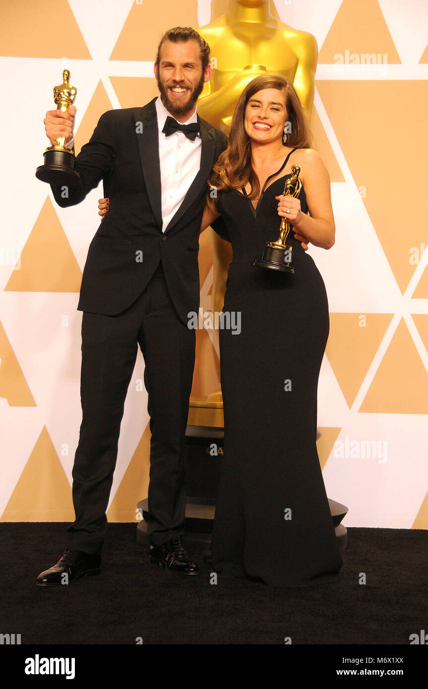 Los Angeles, California, USA. Mar 4, 2018. 4 marzo 2018 - Los Angeles, California USA - CHRIS OVERTON, RACHEL SHENTON al novantesimo Academy Awards- Pressroom detenute all'Hollywood & Highland Centre, Hollywood, Los Angeles. Credito: Paolo Fenton/ZUMA filo/Alamy Live News Foto Stock