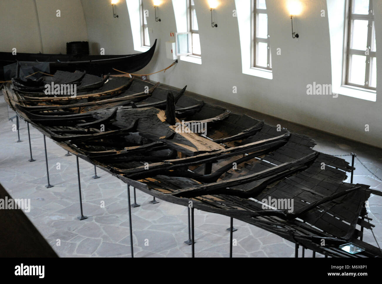 Nave di melodia. Vaso del tipo karve, datato al 900 D.C. Legno di quercia. Trovato in Ostfold, Norvegia. Museo della Nave Vichinga. Oslo. La Norvegia. Foto Stock