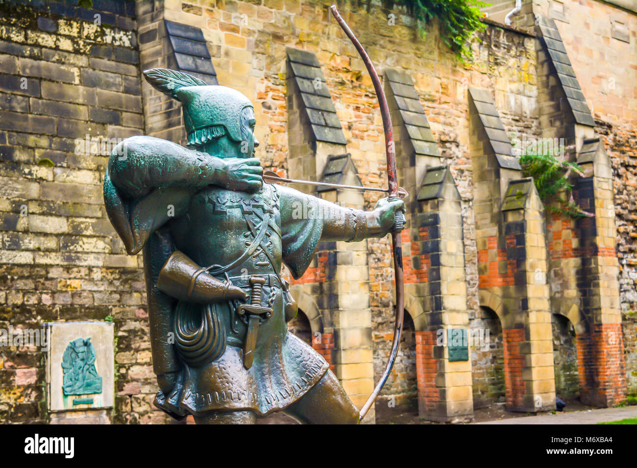 Robin Hood Statua di Nottingham - Inghilterra Foto Stock