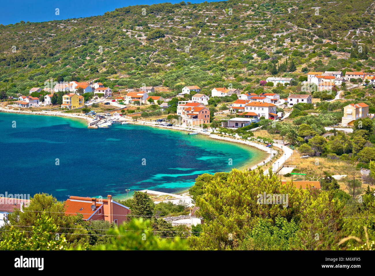 Villaggio di Soline bay su Dugi Otok, arcipelago della Dalmazia, Croazia Foto Stock