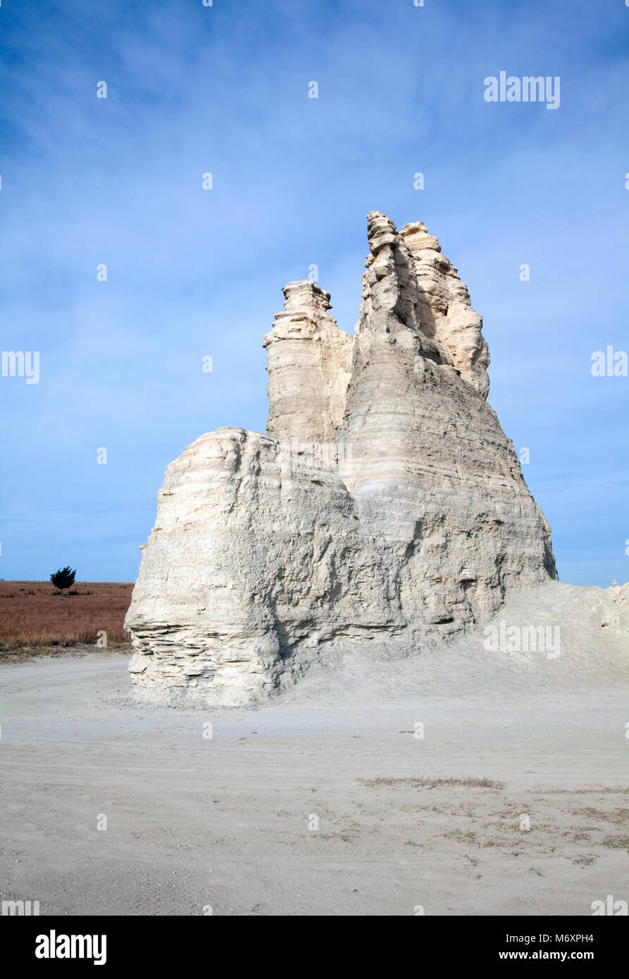 Castello di roccia in roccia del Castello Badlands, Gove County, Kansas, 2017. Foto Stock