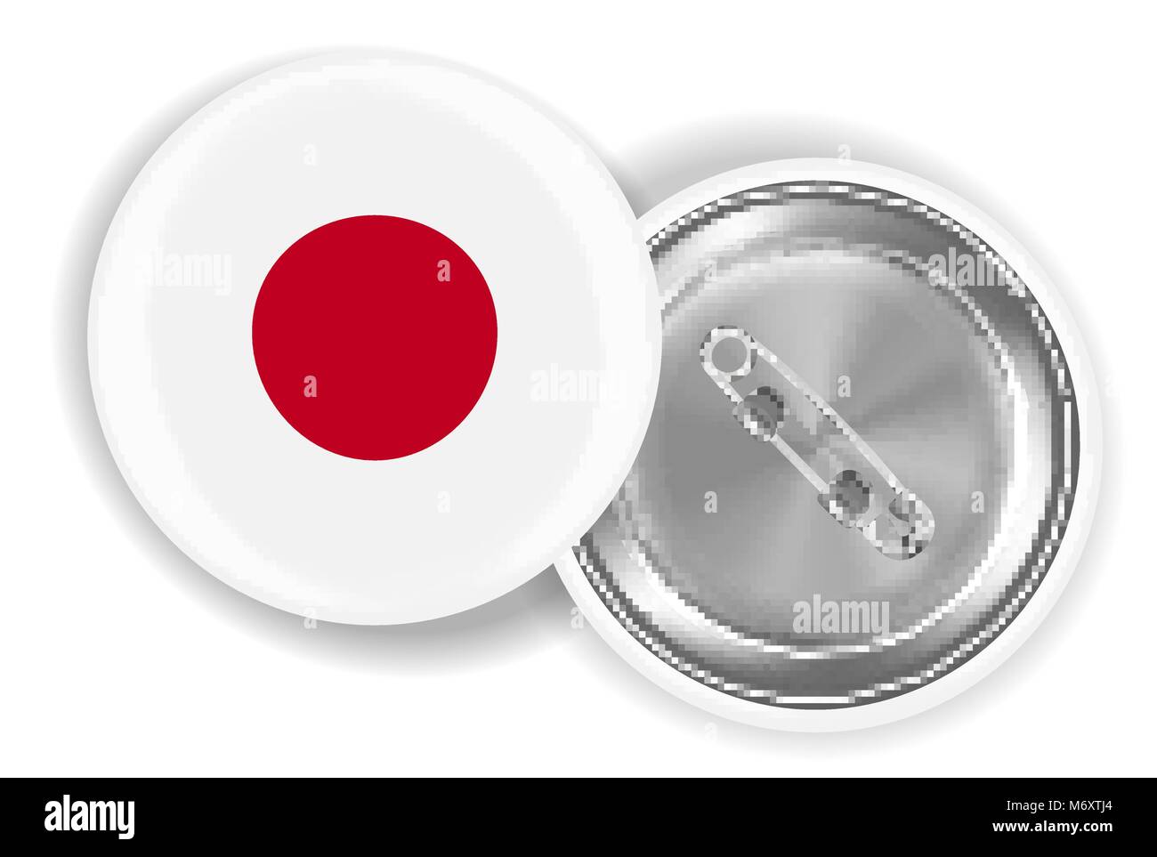 Bandiera del Giappone round spilla pin fronte e retro Illustrazione Vettoriale