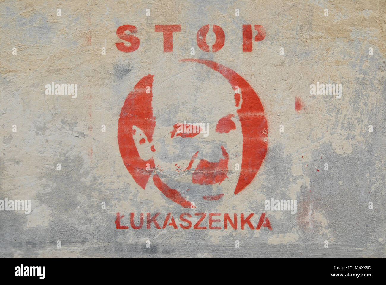 Anti Bielorussia Presidente Aleksander Lukashenko graffiti impresse su una parete in Varsavia Polonia Giugno 2006 Foto Stock