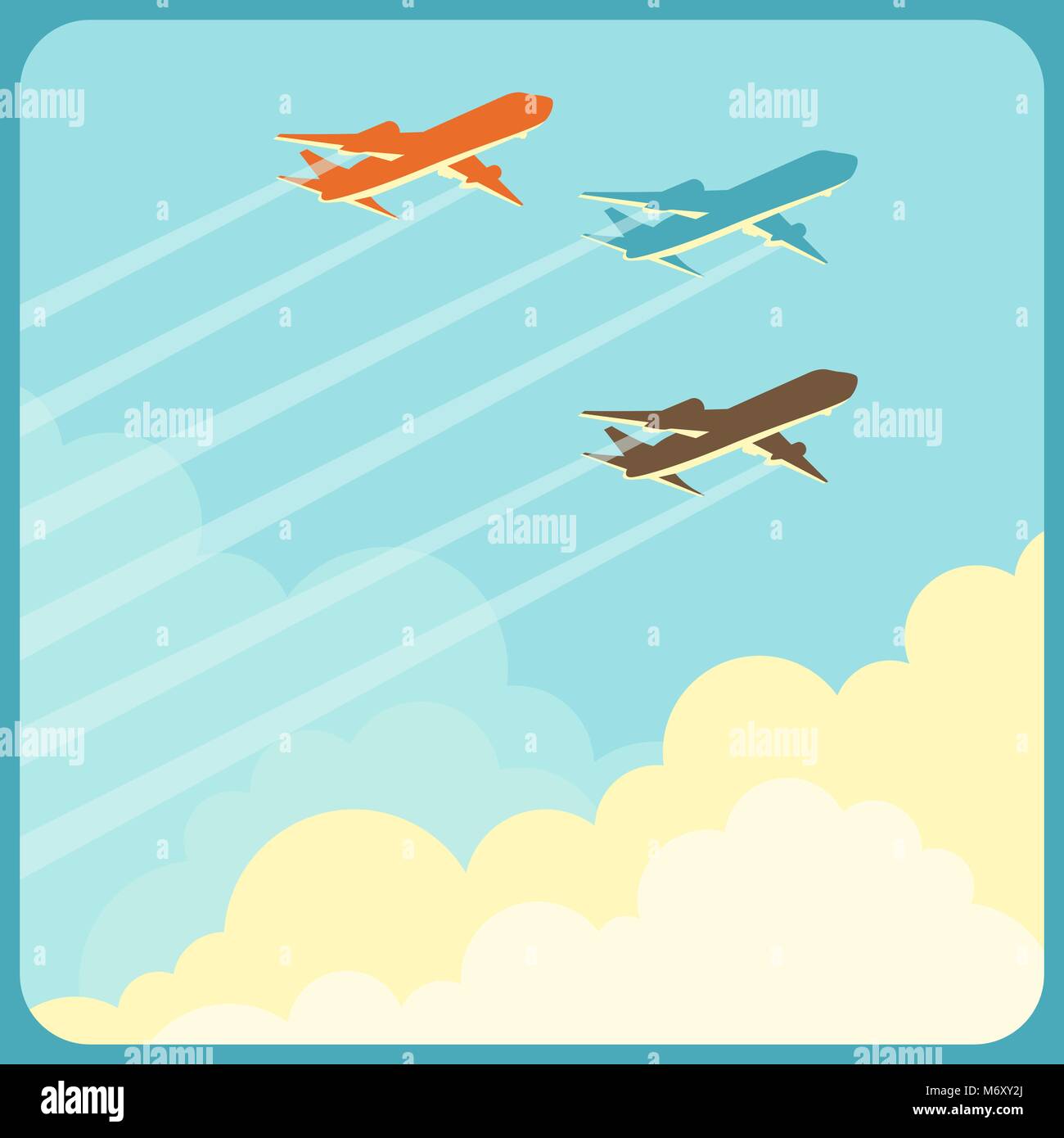 Illustrazione degli aerei di volare nel cielo di nuvole Illustrazione Vettoriale