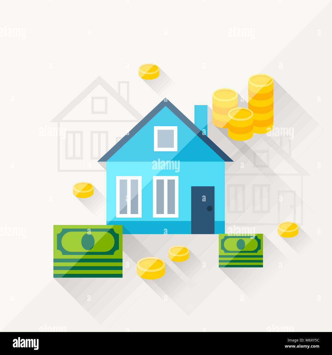 Illustrazione concetto di ipoteca nel piatto di stile design Illustrazione Vettoriale