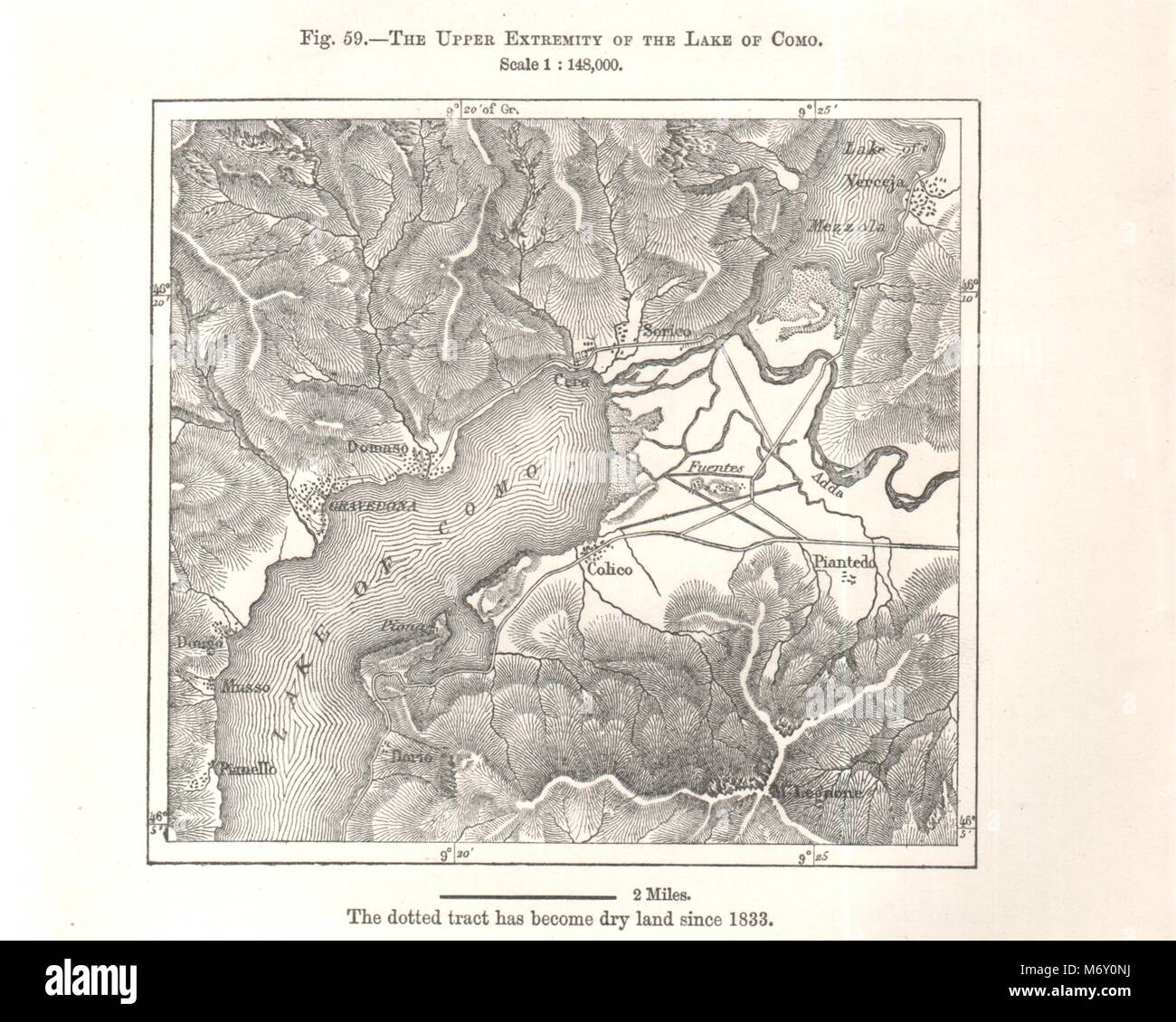 L'estremità superiore del lago di Como. Il Lago di Como. L'Italia. Schizzo 1885 Foto Stock L'estremità superiore del lago di Como. Il Lago di Como. L'Italia. Schizzo 1885 Foto Stock