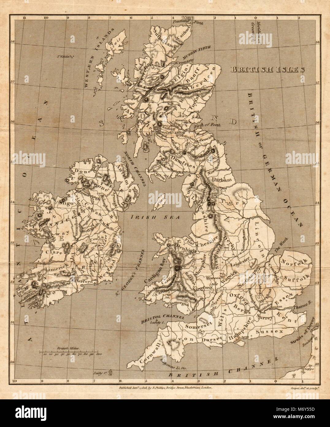 Mappa Antico delle isole britanniche da Henry Cooper per Benjamin Capper 1808 Foto Stock