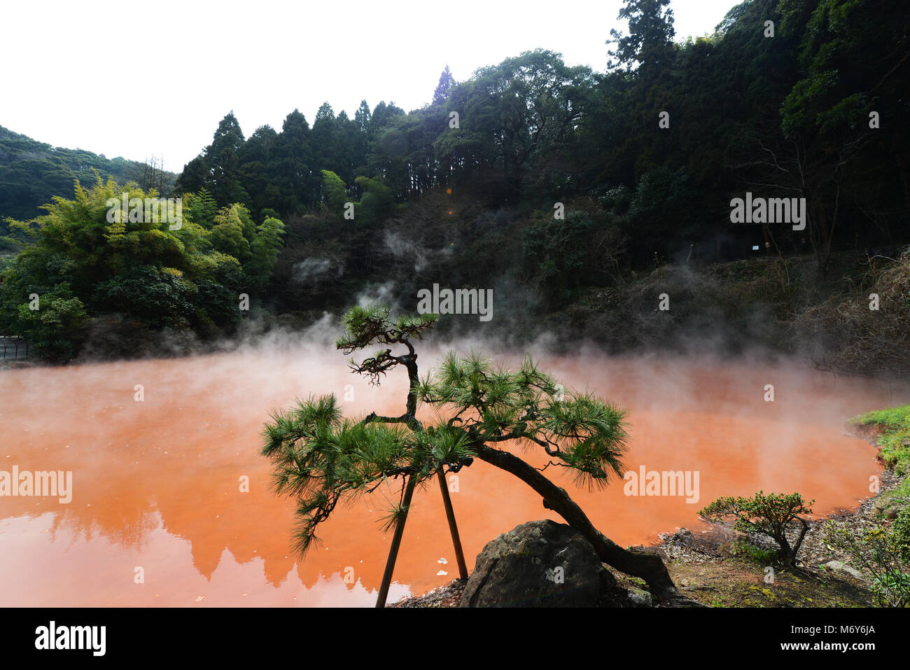 Chi-no-ike Jigoku ( sangue Pond) è la più antica Jigoku primavera in Giappone. Foto Stock