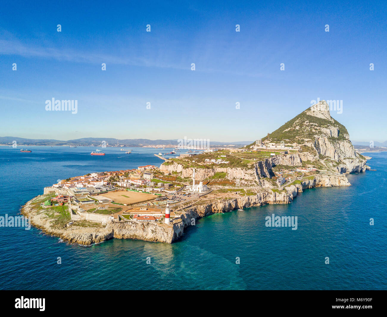 Famosa Roccia di Gibilterra su oltremare territorio britannico, Gibilterra, Penisola Iberica, Europa Foto Stock