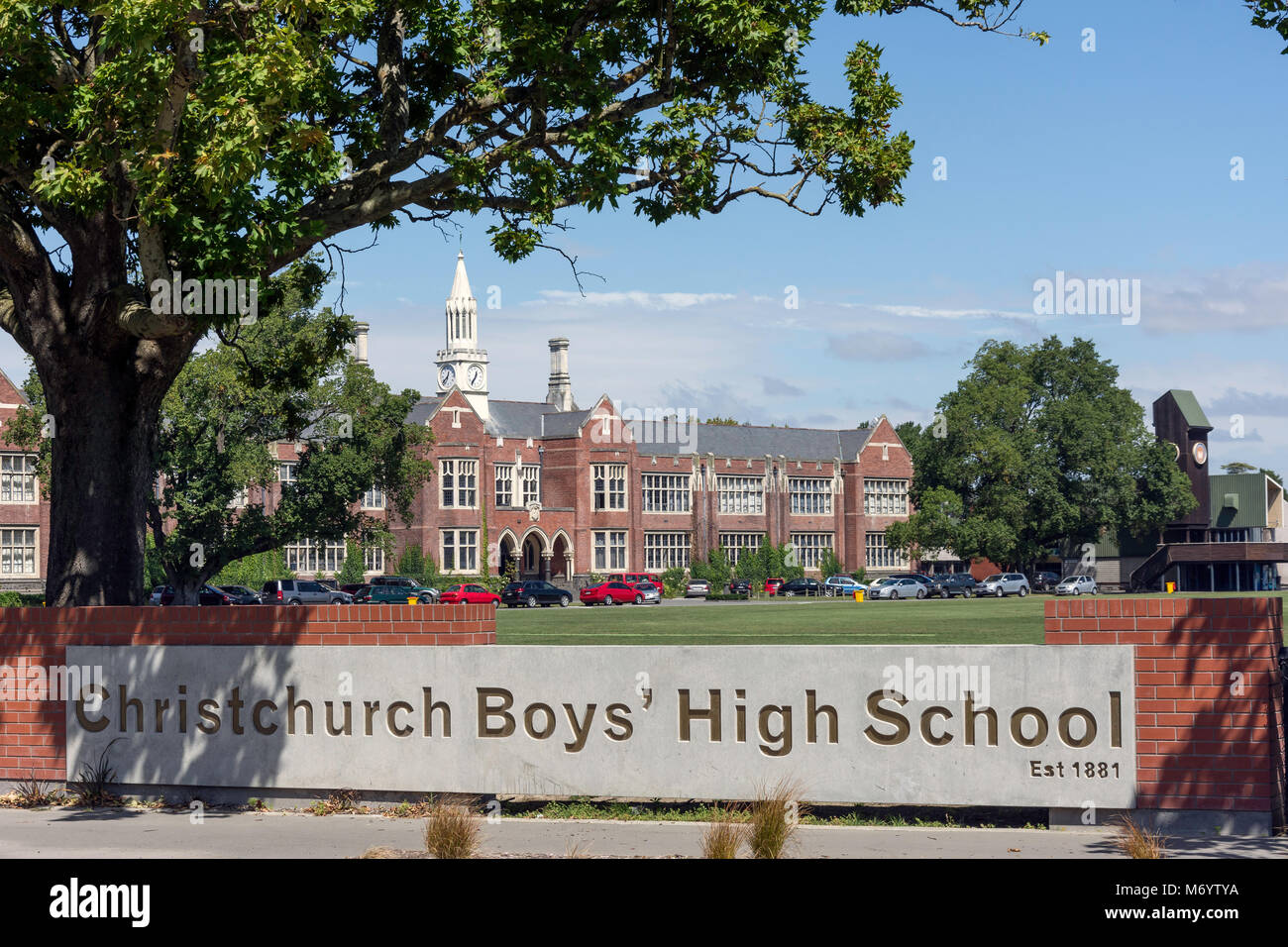 Christchurch ragazzo in High School, Straven Road, Fendalton, Christchurch, Canterbury, Nuova Zelanda Foto Stock