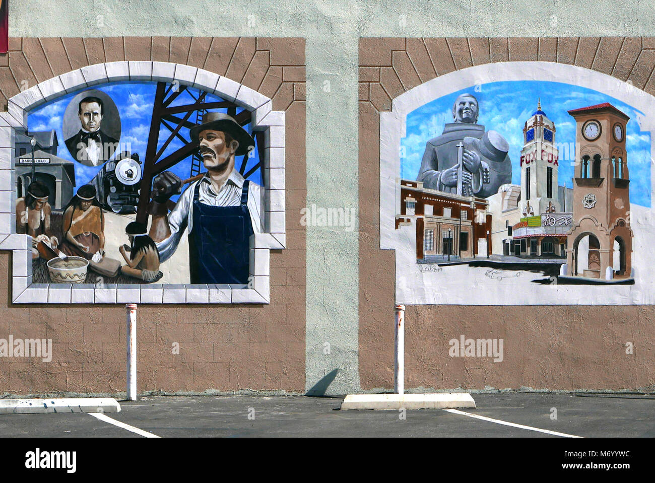 Murales nel centro di Bakersfield, California foto di Dennis Brack Foto Stock