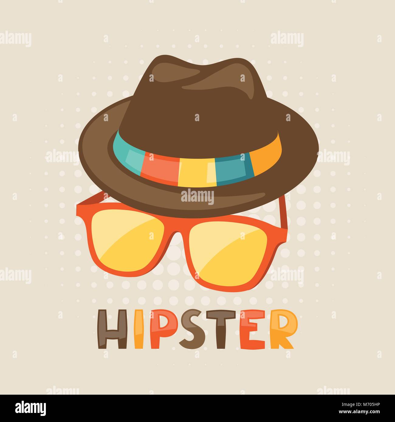 Design con cappello e occhiali in stile hipster Illustrazione Vettoriale