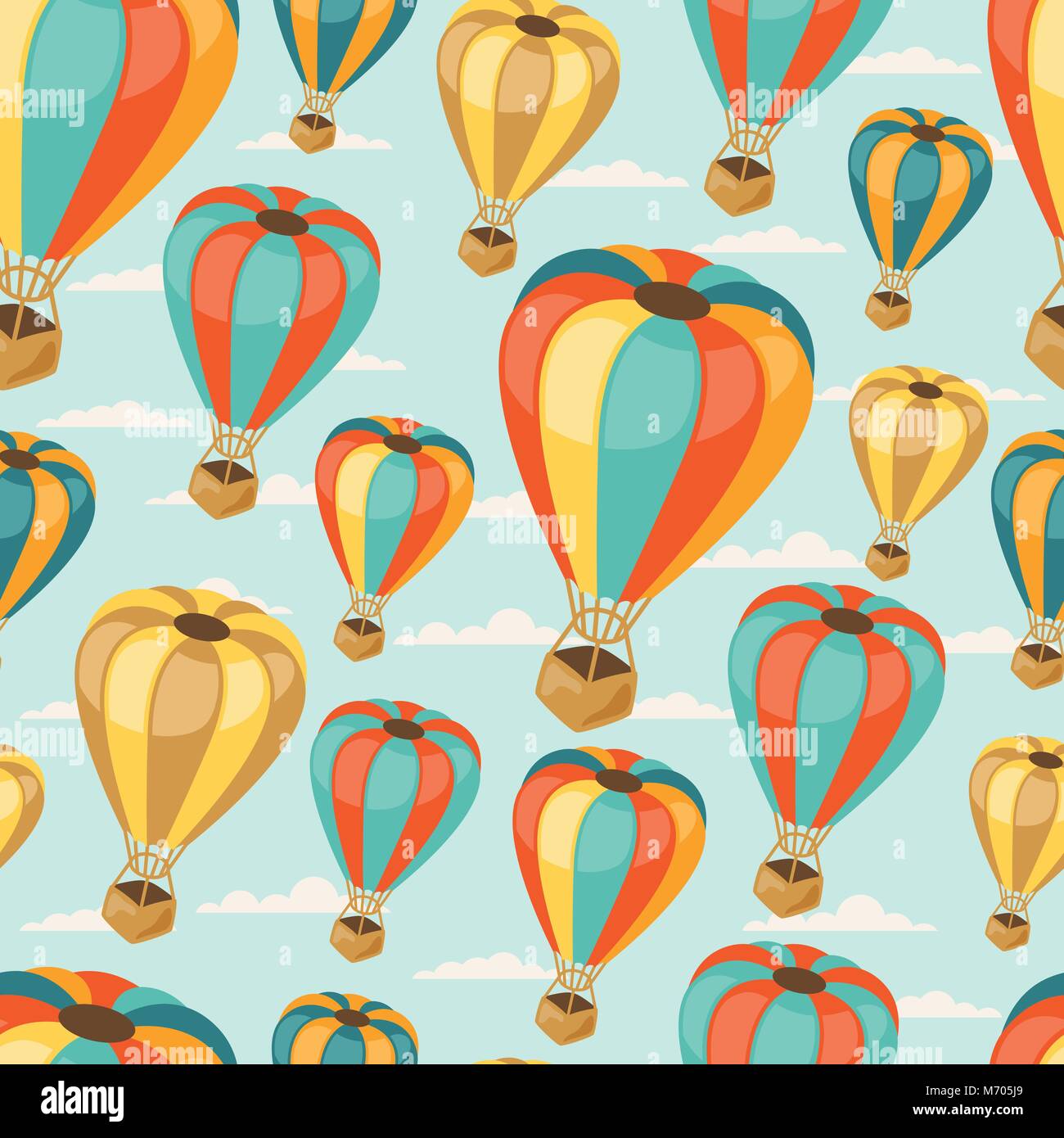 Retrò seamless pattern di viaggio di palloncini Illustrazione Vettoriale